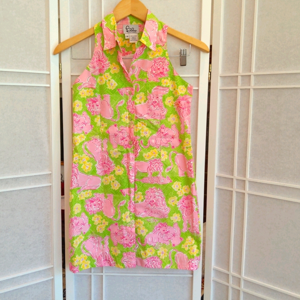 NWOT ! Lilly Pulitzer summer green pink safari dress